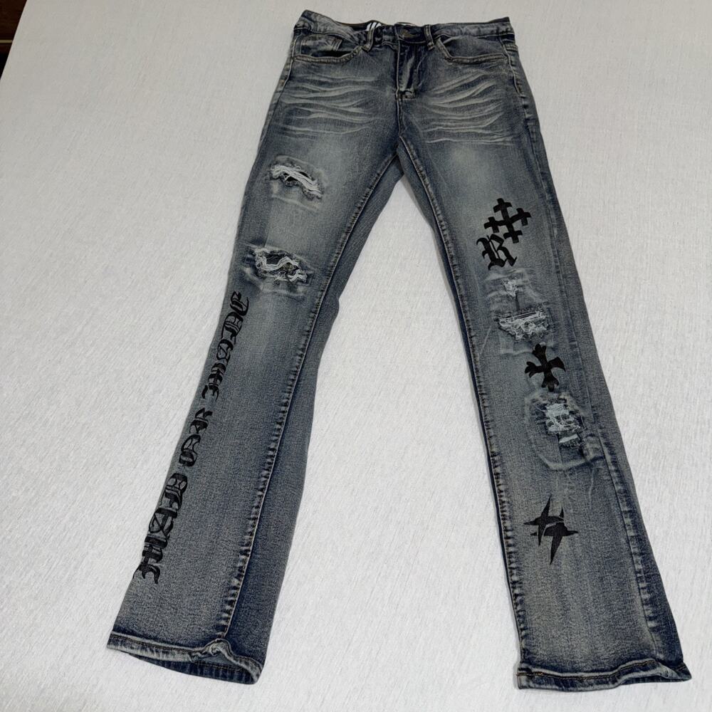 R GSTR G Star Jeans Moto Biker Menโs 29x29 Black Urban Edgy Street Rocker EUC